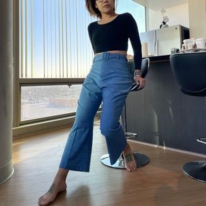 &other stories plaid flared boot cut wool pants